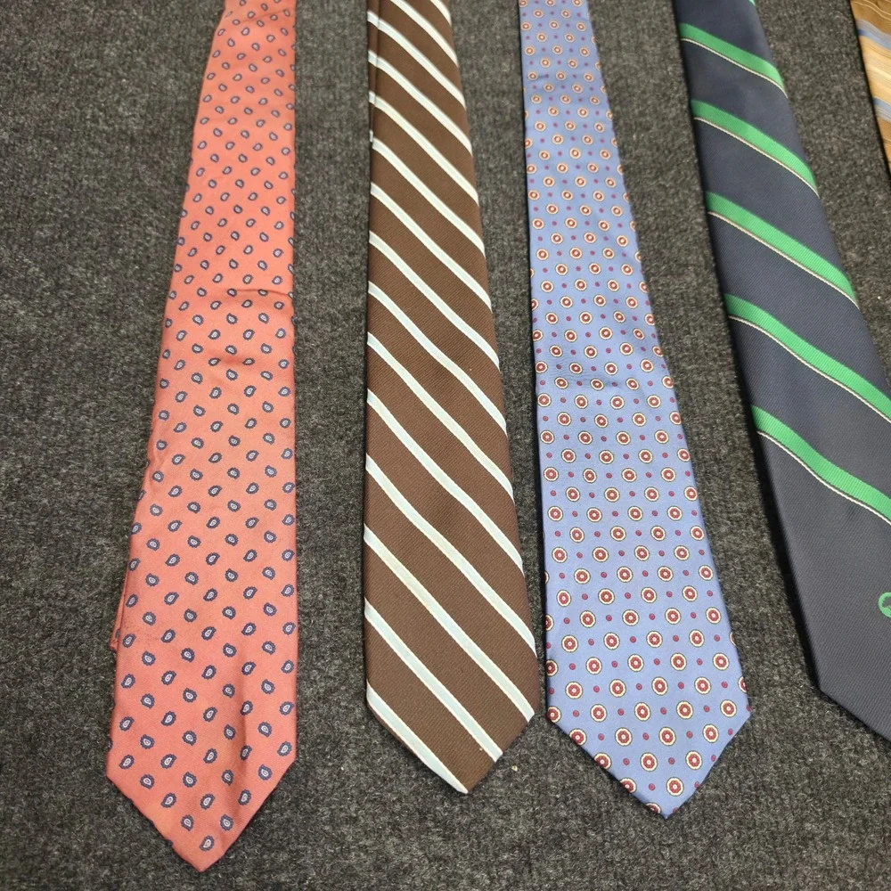Mens Necktie Lot 6pc Gant Stafford Van Heusen Stripes Paisley Medallion Tie